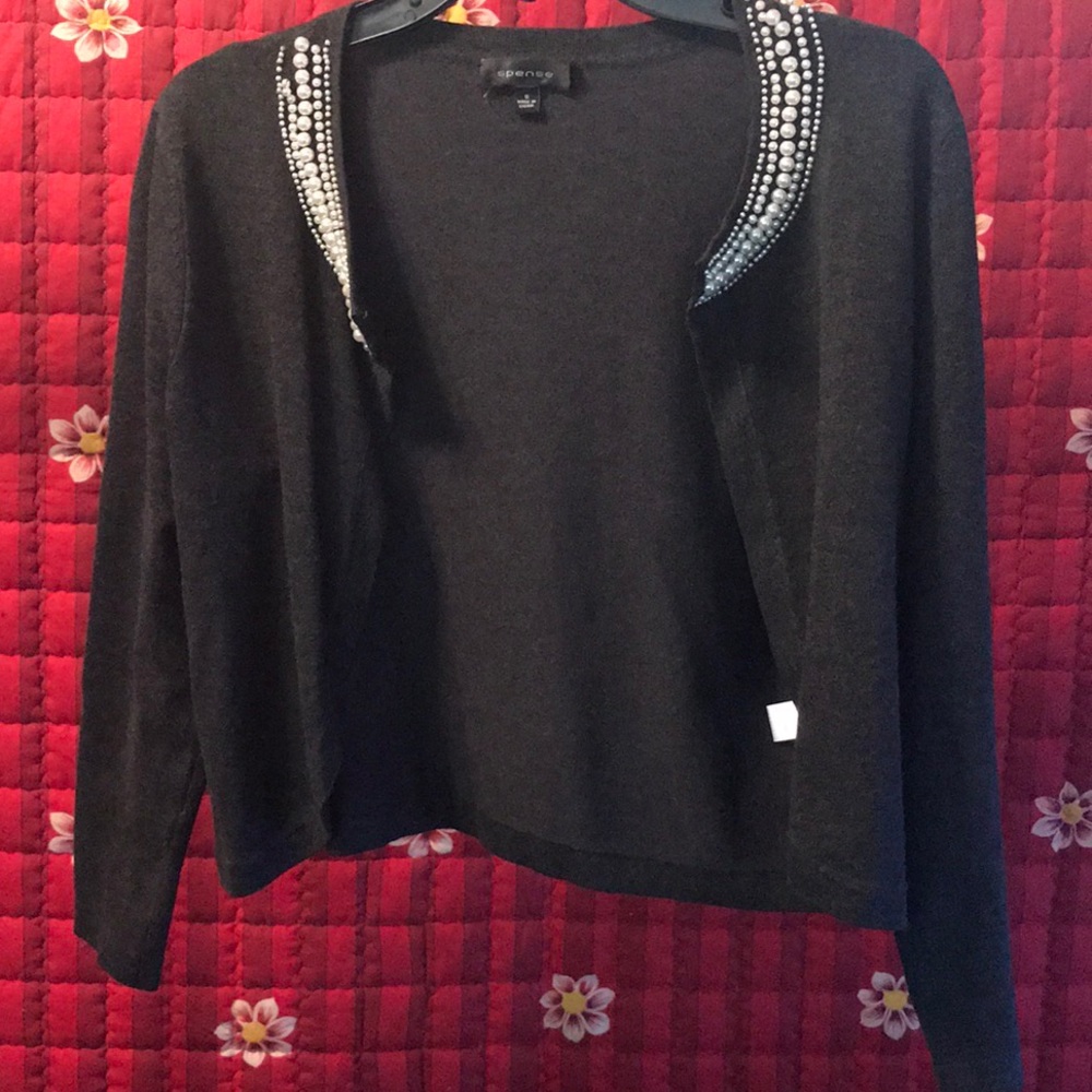 Spense grey cropped cardigan